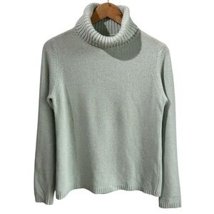 Merino Wool Cashmere Blend Turtleneck Sweater Sz M Light Mint Green Minimalist